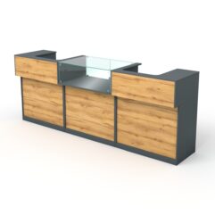 Комплект прилавков и кассовых столов Эксперт №1, Темно-серый и Дуб Золотистый