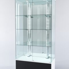 Витрина ХАЙТЕК №4-2 (задняя стенка - зеркало), Белый+Черный