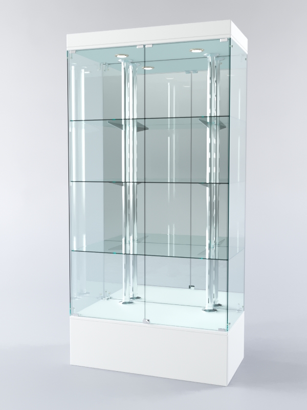 Витрина ХАЙТЕК №4-2 (задняя стенка - зеркало), Белый