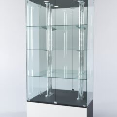 Витрина ХАЙТЕК №4-2 (задняя стенка - зеркало), Черный+Белый