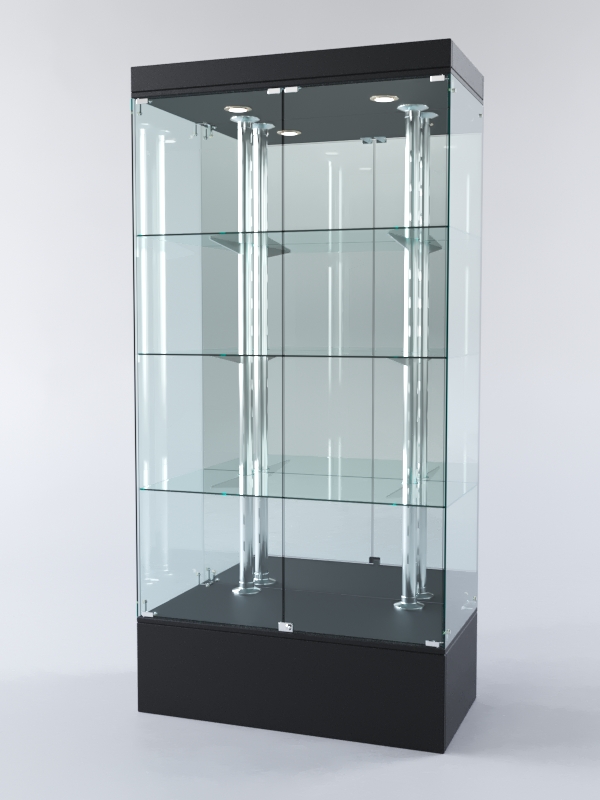 Витрина ХАЙТЕК №4-2 (задняя стенка - зеркало), Черный