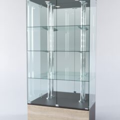 Витрина ХАЙТЕК №4-2 (задняя стенка - зеркало), Дуб Венге + Дуб Сонома