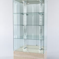 Витрина ХАЙТЕК №4-2 (задняя стенка - зеркало), Дуб Сонома