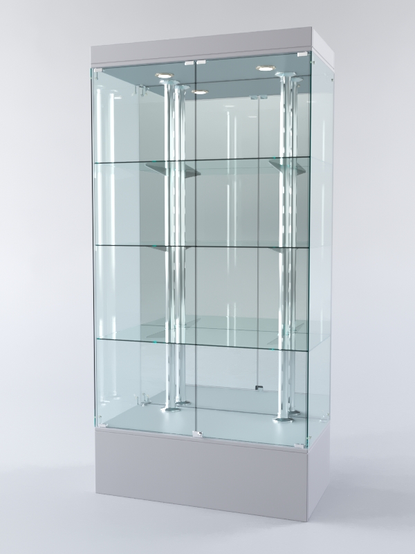 Витрина ХАЙТЕК №4-2 (задняя стенка - зеркало), Серый