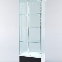 Витрина ХАЙТЕК №5-1 (задняя стенка - стекло), Белый+Черный