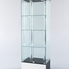 Витрина ХАЙТЕК №5-1 (задняя стенка - стекло), Черный+Белый