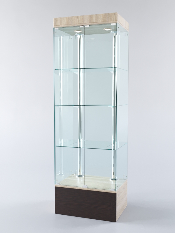 Витрина ХАЙТЕК №5-1 (задняя стенка - стекло), Дуб Сонома + Дуб Венге