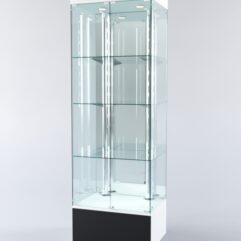 Витрина ХАЙТЕК №5-2 (задняя стенка - зеркало), Белый+Черный