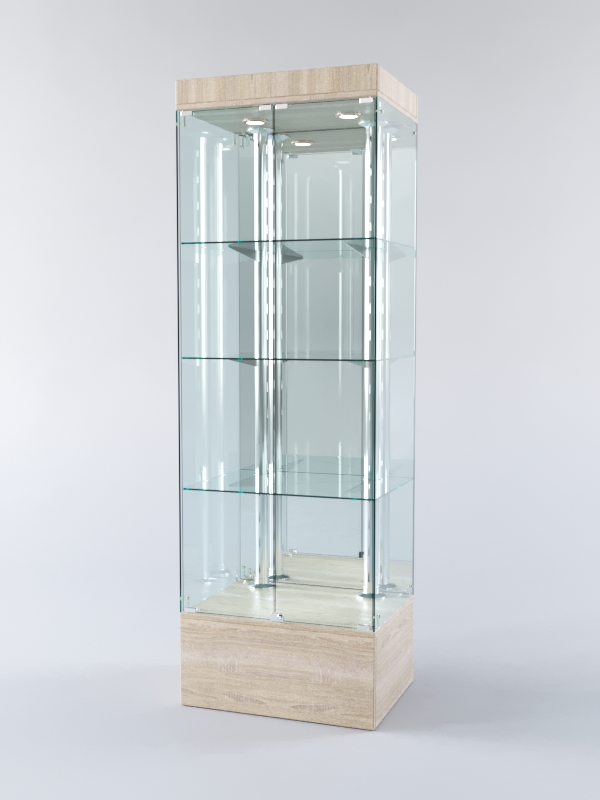 Витрина ХАЙТЕК №5-2 (задняя стенка - зеркало), Дуб Сонома