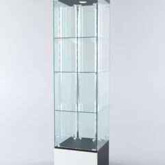 Витрина ХАЙТЕК №6-1 (задняя стенка - стекло), Черный+Белый