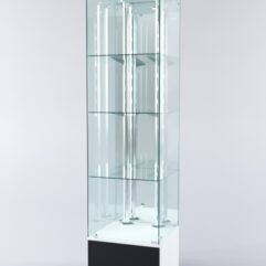 Витрина ХАЙТЕК №6-2 (задняя стенка - зеркало), Белый+Черный