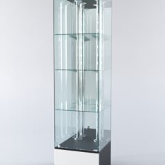 Витрина ХАЙТЕК №6-2 (задняя стенка - зеркало), Черный+Белый