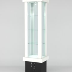 Витрина ЭЛИТА №11-1 (задняя стенка - стекло), Белый-Черный