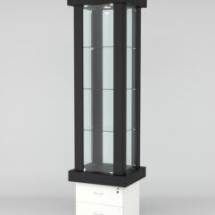 Витрина ЭЛИТА №11-2 (задняя стенка - стекло), Черный-Белый