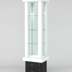Витрина ЭЛИТА №11-2 (задняя стенка - стекло), Белый-Черный