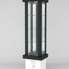 Витрина ЭЛИТА №12-1 (задняя стенка - зеркало), Черный-Белый