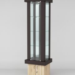 Витрина ЭЛИТА №12-1 (задняя стенка - зеркало), Дуб Венге-Дуб Сонома