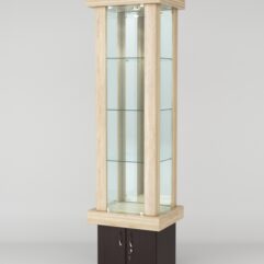 Витрина ЭЛИТА №12-1 (задняя стенка - зеркало), Дуб Сонома-Дуб Венге