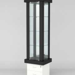 Витрина ЭЛИТА №12-2 (задняя стенка - зеркало), Черный-Белый