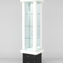 Витрина ЭЛИТА №12-2 (задняя стенка - зеркало), Белый-Черный