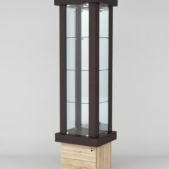 Витрина ЭЛИТА №12-2 (задняя стенка - зеркало), Дуб Венге-Дуб Сонома