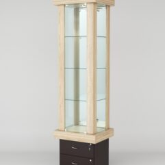 Витрина ЭЛИТА №12-2 (задняя стенка - зеркало), Дуб Сонома-Дуб Венге