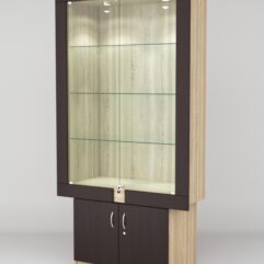 Витрина ЭЛЕКТРА №1-1 (задняя стенка - ДСП), Дуб Венге-Дуб Сонома