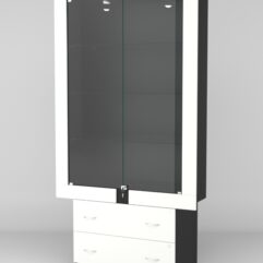 Витрина ЭЛЕКТРА №1-2 (задняя стенка - ДСП), Белый-Черный