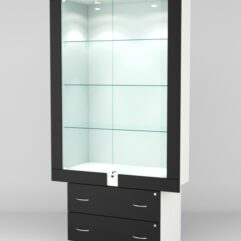 Витрина ЭЛЕКТРА №1-2 (задняя стенка - ДСП), Черный-Белый