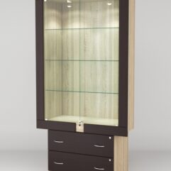 Витрина ЭЛЕКТРА №1-2 (задняя стенка - ДСП), Дуб Венге-Дуб Сонома