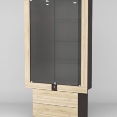 Витрина ЭЛЕКТРА №1-2 (задняя стенка - ДСП), Дуб Сонома-Дуб Венге