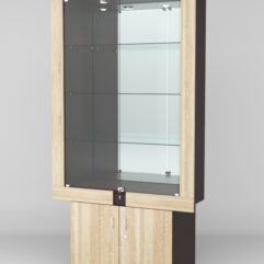 Витрина ЭЛЕКТРА №2-1 (задняя стенка - зеркало), Дуб Сонома-Дуб Венге