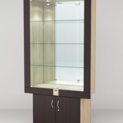 Витрина ЭЛЕКТРА №2-1 (задняя стенка - зеркало), Дуб Венге-Дуб Сонома