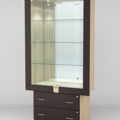 Витрина ЭЛЕКТРА №2-2 (задняя стенка - зеркало), Дуб Сонома-Дуб Венге
