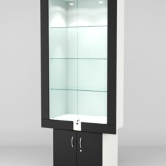 Витрина ЭЛЕКТРА №3-1 (задняя стенка - ДСП), Белый-Черный