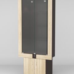 Витрина ЭЛЕКТРА №3-1 (задняя стенка - ДСП), Дуб Сонома-Дуб Венге