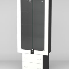 Витрина ЭЛЕКТРА №3-2 (задняя стенка - ДСП), Черный-Белый