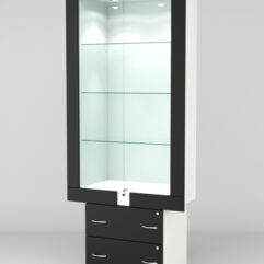 Витрина ЭЛЕКТРА №3-2 (задняя стенка - ДСП), Белый-Черный