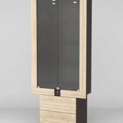 Витрина ЭЛЕКТРА №3-2 (задняя стенка - ДСП), Дуб Венге-Дуб Сонома