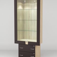 Витрина ЭЛЕКТРА №3-2 (задняя стенка - ДСП), Дуб Сонома-Дуб Венге