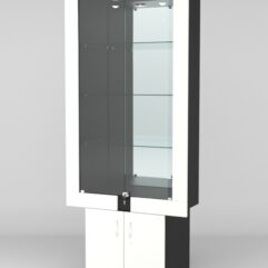 Витрина ЭЛЕКТРА №4-1 (задняя стенка - зеркало), Черный-Белый