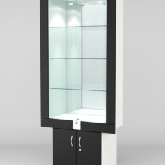 Витрина ЭЛЕКТРА №4-1 (задняя стенка - зеркало), Белый-Черный