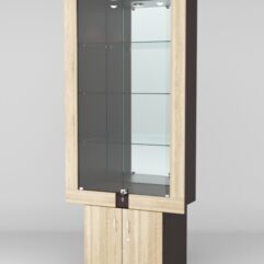 Витрина ЭЛЕКТРА №4-1 (задняя стенка - зеркало), Дуб Венге-Дуб Сонома