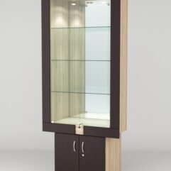 Витрина ЭЛЕКТРА №4-1 (задняя стенка - зеркало), Дуб Сонома-Дуб Венге