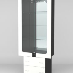 Витрина ЭЛЕКТРА №4-2 (задняя стенка - зеркало), Черный-Белый