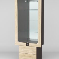 Витрина ЭЛЕКТРА №4-2 (задняя стенка - зеркало), Дуб Венге-Дуб Сонома