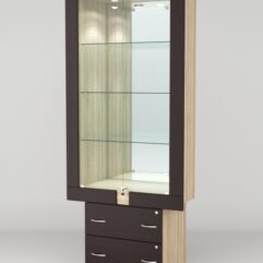 Витрина ЭЛЕКТРА №4-2 (задняя стенка - зеркало), Дуб Сонома-Дуб Венге