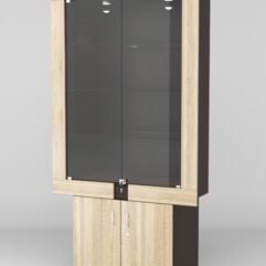 Витрина ЭЛЕКТРА №5-1 (задняя стенка - ДСП), Дуб Венге-Дуб Сонома