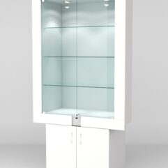 Витрина ЭЛЕКТРА №5-1 (задняя стенка - ДСП), Серый-Белый