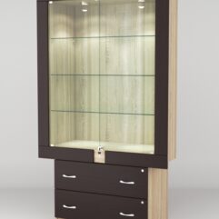 Витрина ЭЛЕКТРА №5-2 (задняя стенка - ДСП), Дуб Сонома-Дуб Венге
